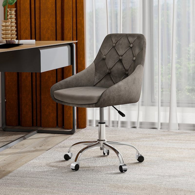 Modern Velvet Upholstered Dining Chair with Chrome Legs