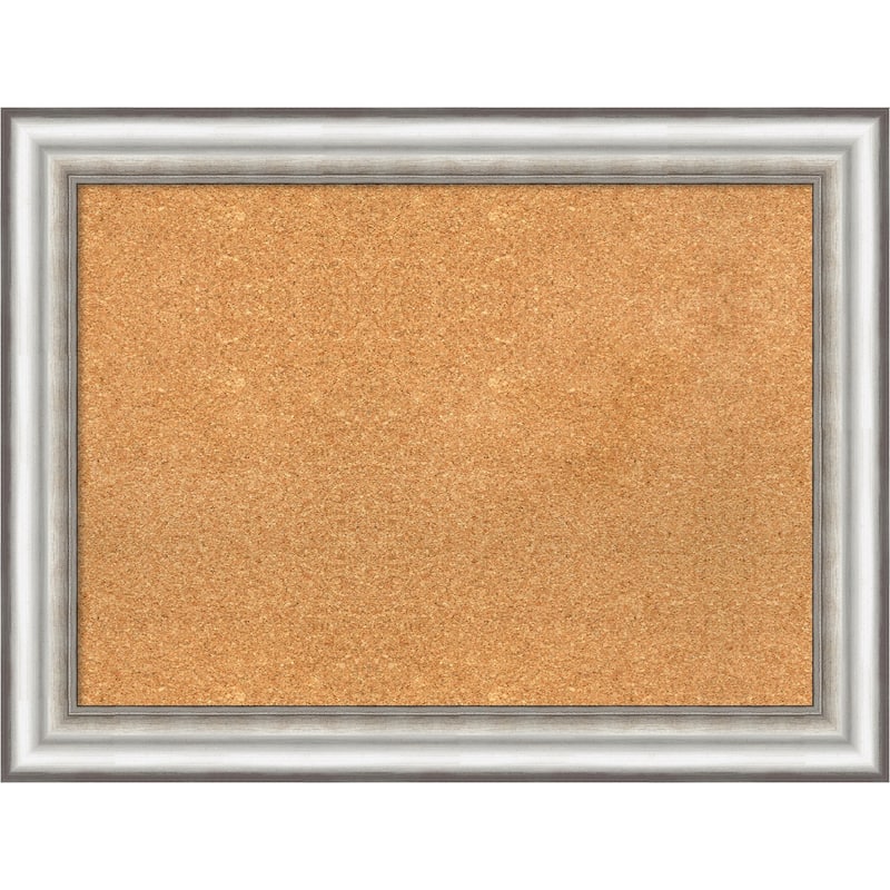 Salon Silver Framed Cork Bulletin Memo Board - 33-Inch x 25-Inch
