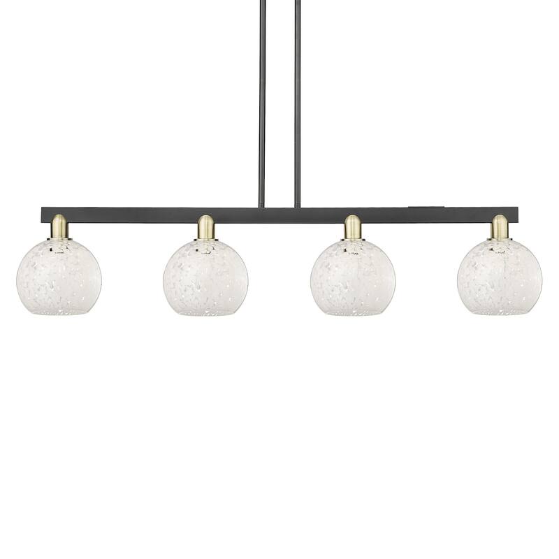 Innovations Lighting 716-4I-11-51 White Mouchette Linear White - Black Antique Brass / White Mouchette