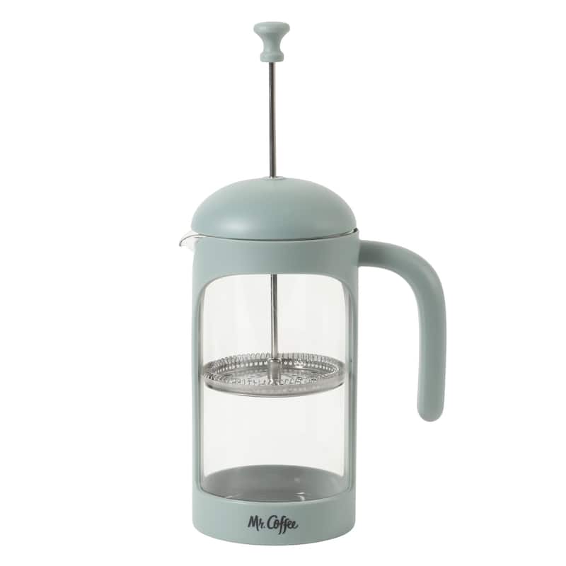 Mr. Coffee French Press Coffee Maker, 31 oz Borasilicate Glass & Frame and Plunger, Includes Coffee Scoop