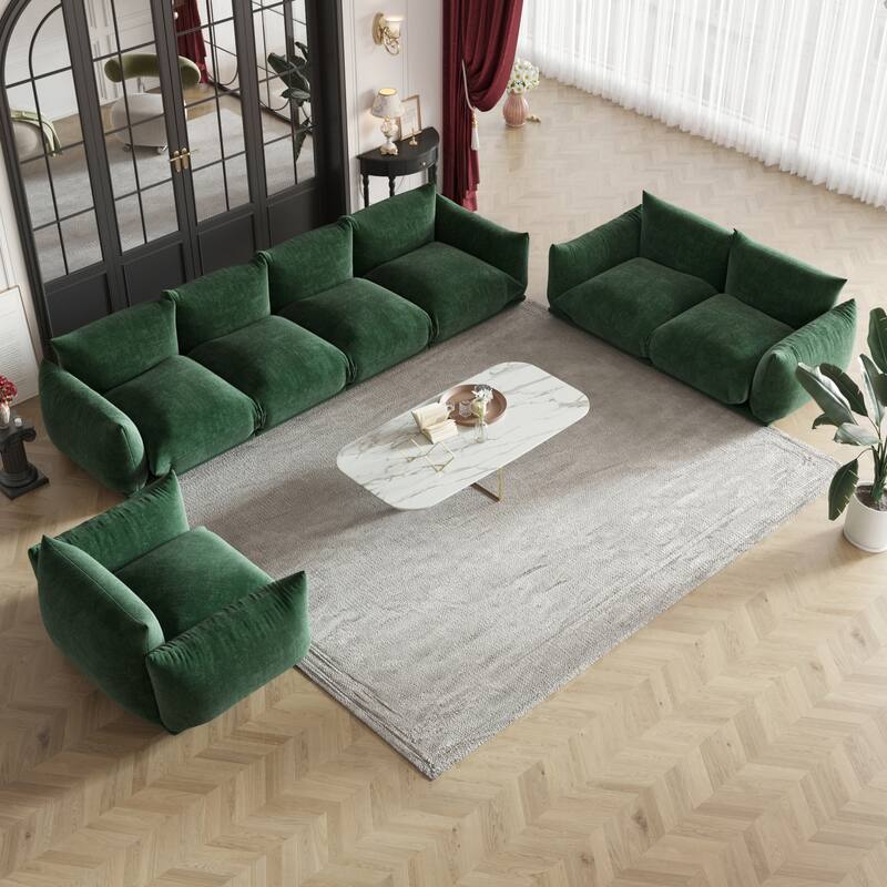 7 Pieces Modular Sectional Sofa Set for Living Room Furniture Sets - Green