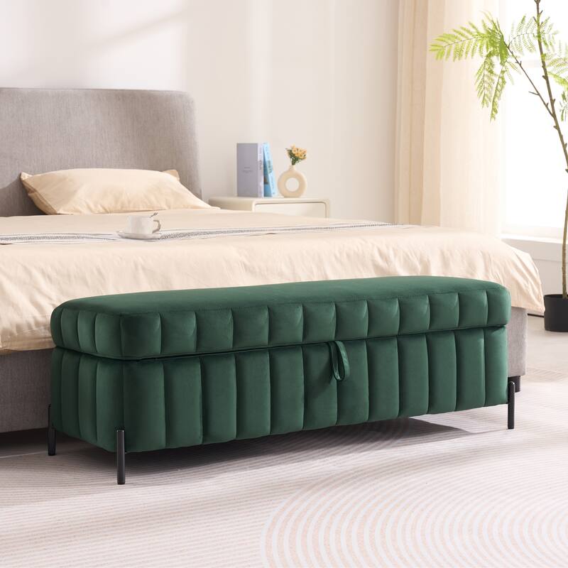 49.2"W Modern Storage Bench,Bedroom Ottoman Bench with Metal Legs