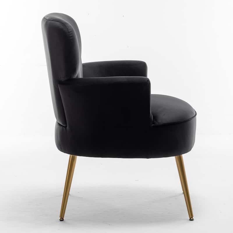 US Pride Furniture Stylish Velvet Armchair with Gold Metal Legs Comfortable Accent Chair