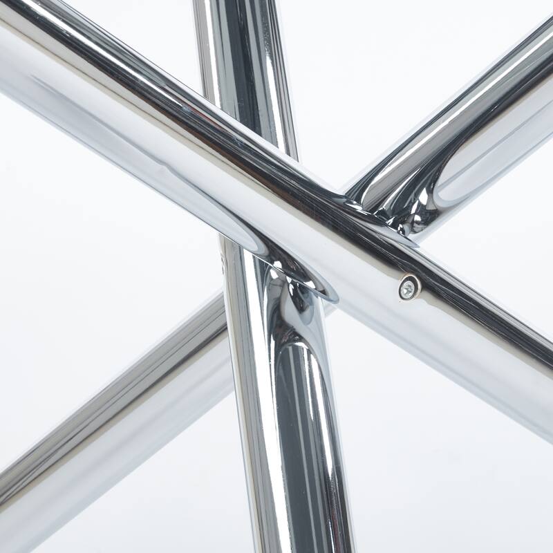 Dining Table with Metal Leg and Glass, Modern Space Saving Kitchen Table for Living Room