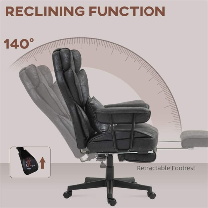 Comfortable Adjustable Height Office Chair with Vibration Massage and Heating Lumbar Support Footrest
