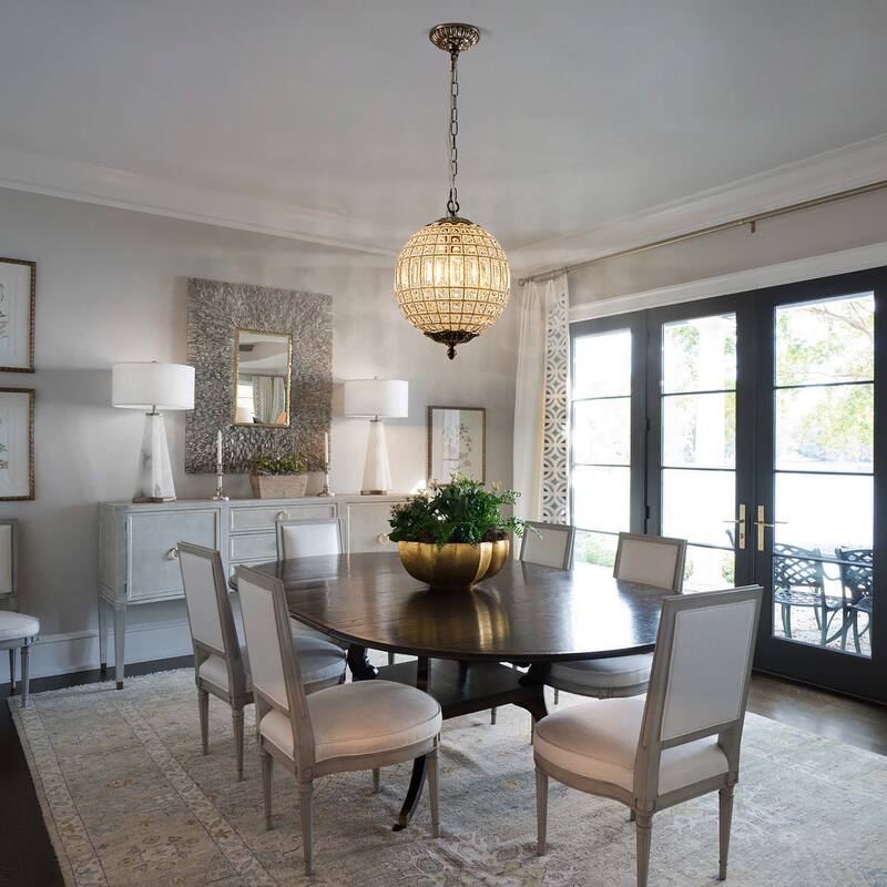 1/3/5-Light Retro French Crystal Globe Chandelier