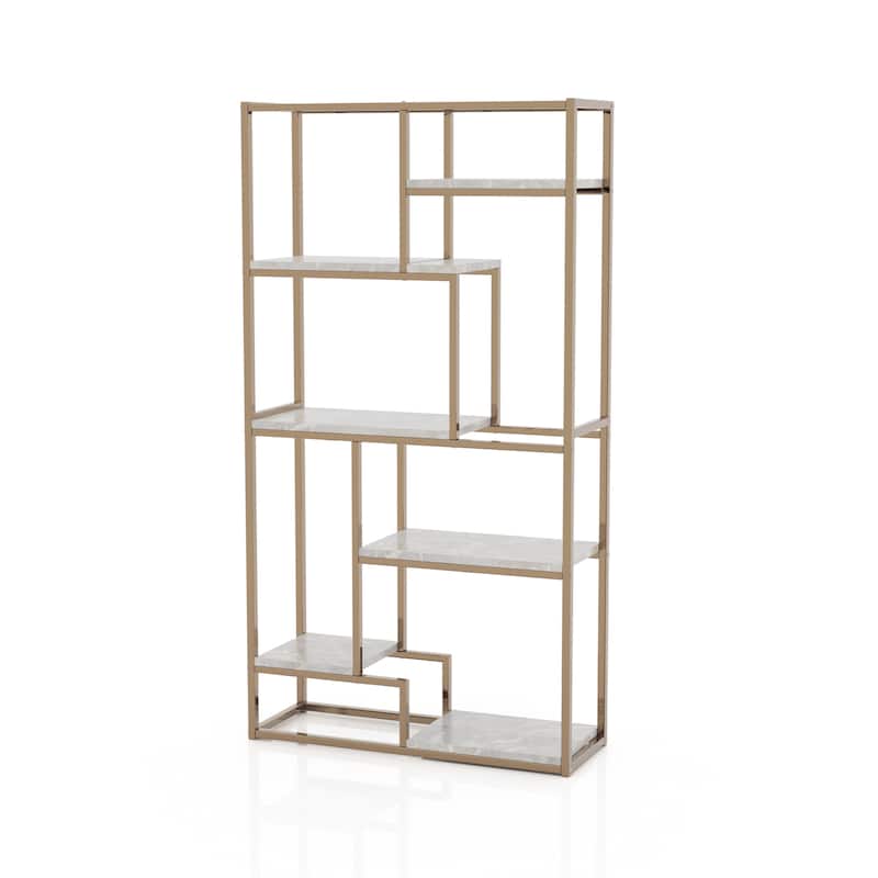 Kinnego Contemporary 6-Shelf Metal Bookcase by Furniture of America
