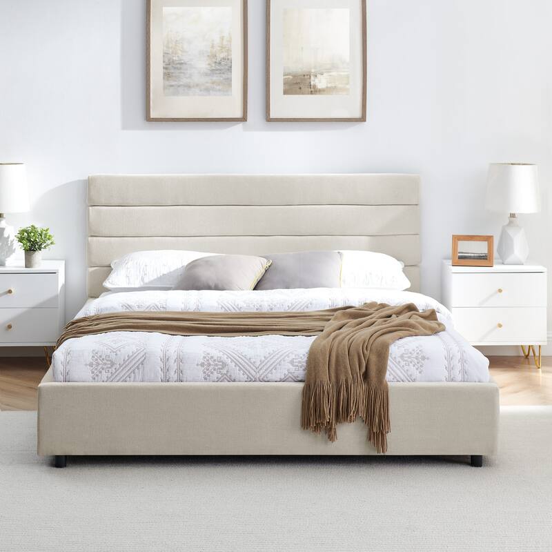 Queen Size Cushioned Bed,Cushioned Bed Frame, Headboard And Solid Bed Frame
