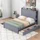 preview thumbnail 2 of 6, Full Size Platform Bed with Drawers and Storage Shelves