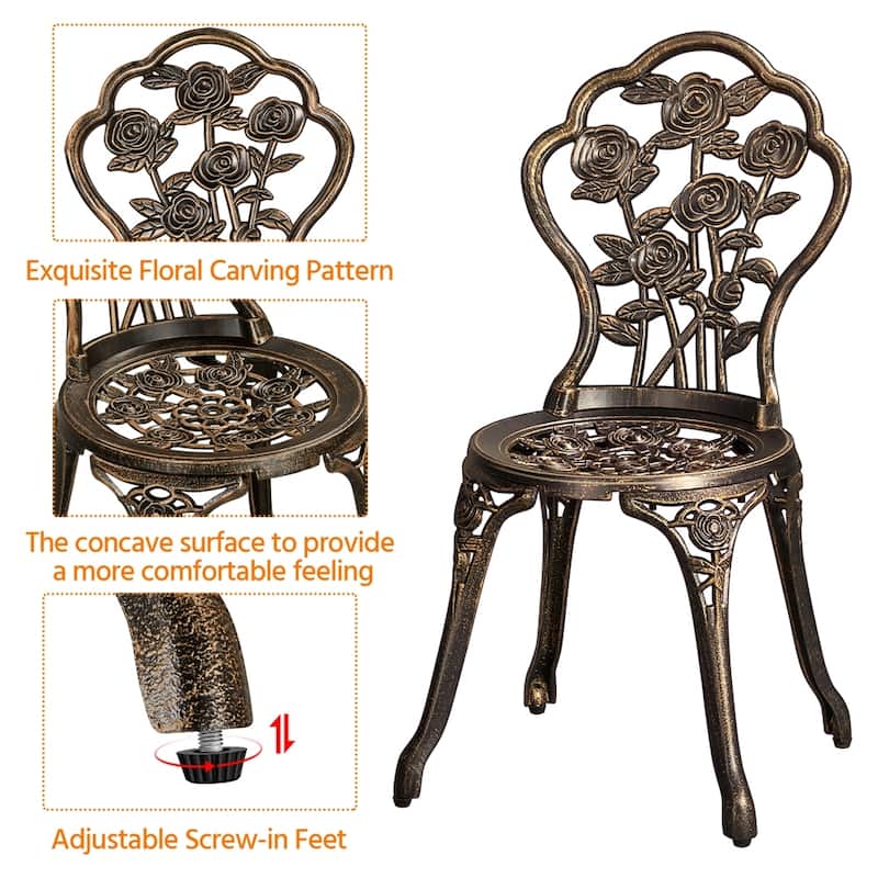 Yaheetech 3pecs Aluminum Patio Bistro Sets with Antique Copper Finish