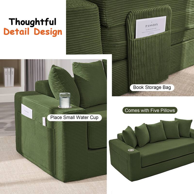 76" Folding Convertible Sofa Bed - Multi-Functional Sleeper Sofa for Living Room, Apartment, Office