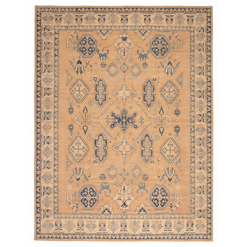 ECARPETGALLERY Hand-knotted Finest Ghazni Tan Wool Rug - 10'9 x 14'4 - Tan - 10'9 x 14'4