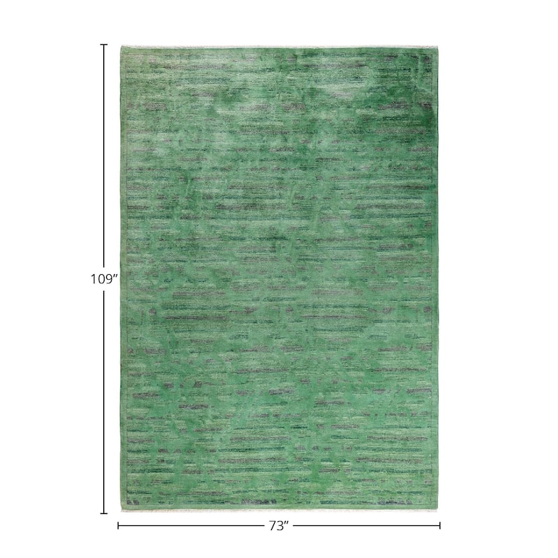 Vibrance, One-of-a-Kind Hand-Knotted Area Rug - Green, 6' 1" x 9' 1" - 6' 1" x 9' 1"