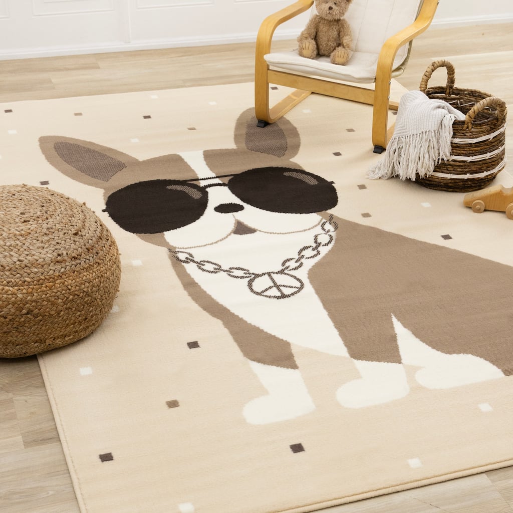 Swaggy Sunglasses Dog Kids Area Rug, 3'11" x 5'7"