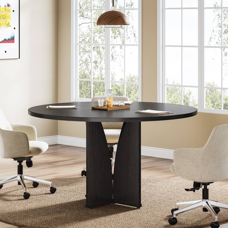 Wooden Conference Table, Round Meeting Table, Negotiation Business Training Room Desk