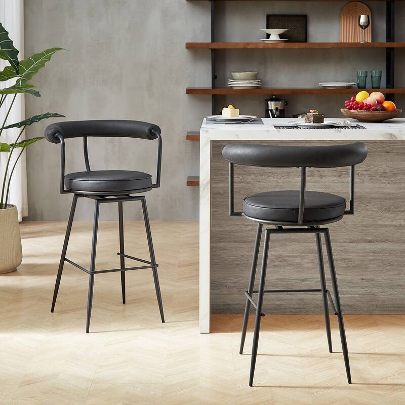 Art Leon Faux Leather Upholstery Swivel Barstool