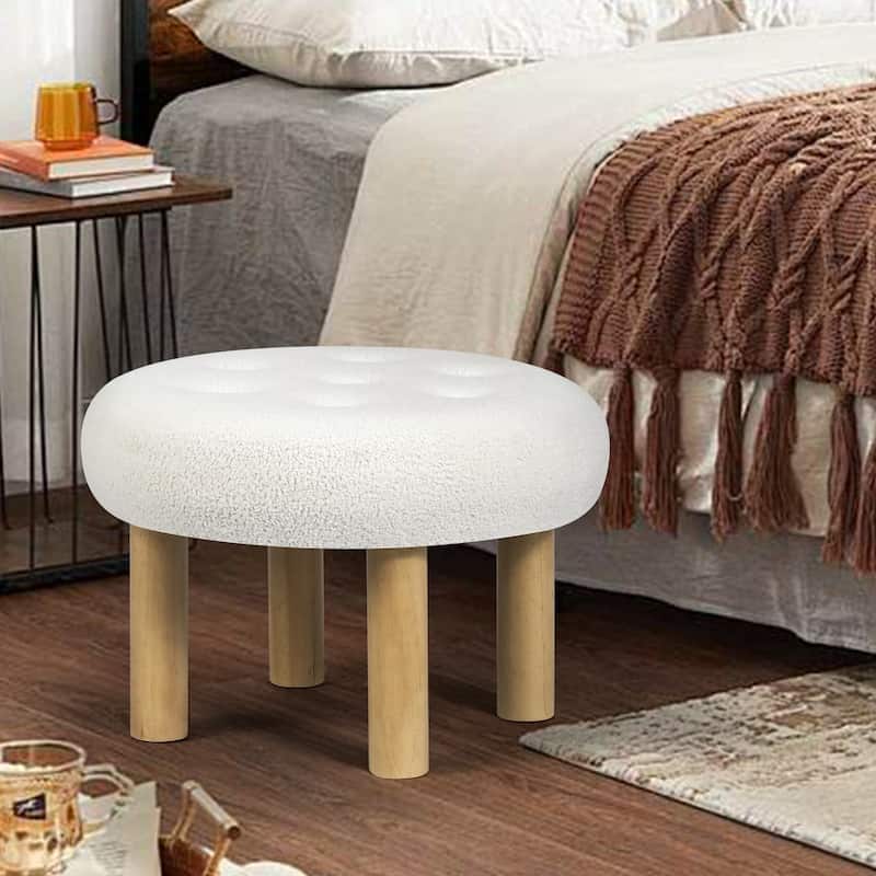 Adeco 23" Round Ottoman Footrest for Living Room