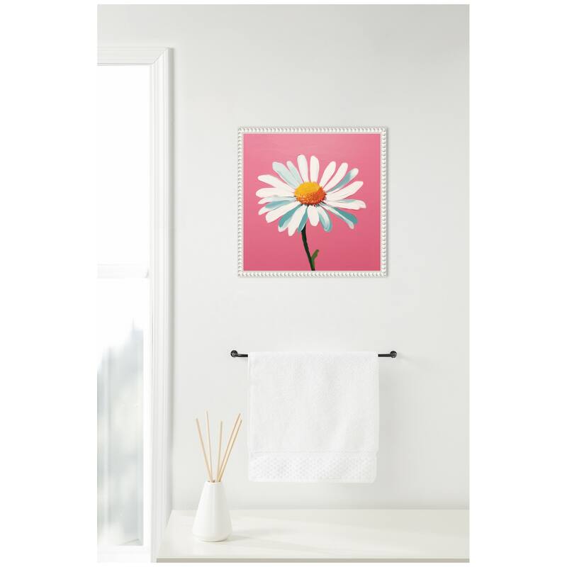 Kate and Laurel Sylvie Delicate Daisy 2 Pink Framed Canvas by The Creative Bunch Studio