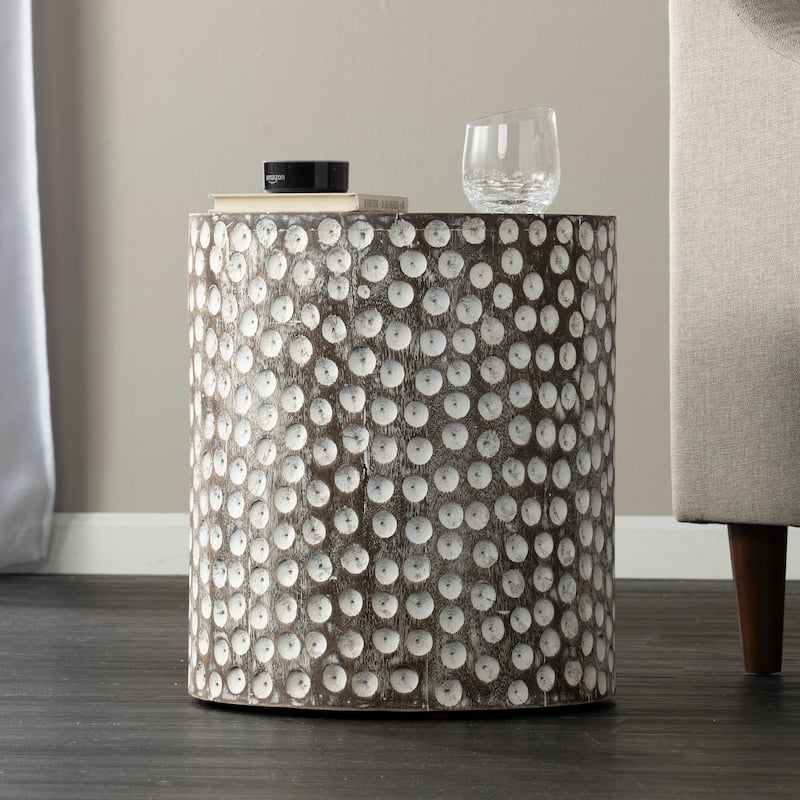 SEI Furniture Calahan Eclectic White Wood Side Table