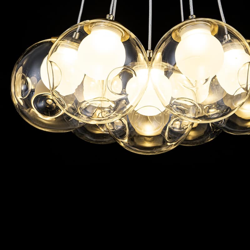 Modern Textured Glass Globe Pendant Light Frosted Shade Dining Room