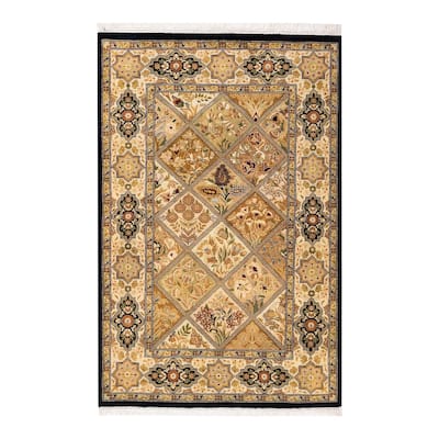 Overton Hand Knotted Wool Vintage Inspired Traditional Mogul Brown Area Rug - 3 x 5