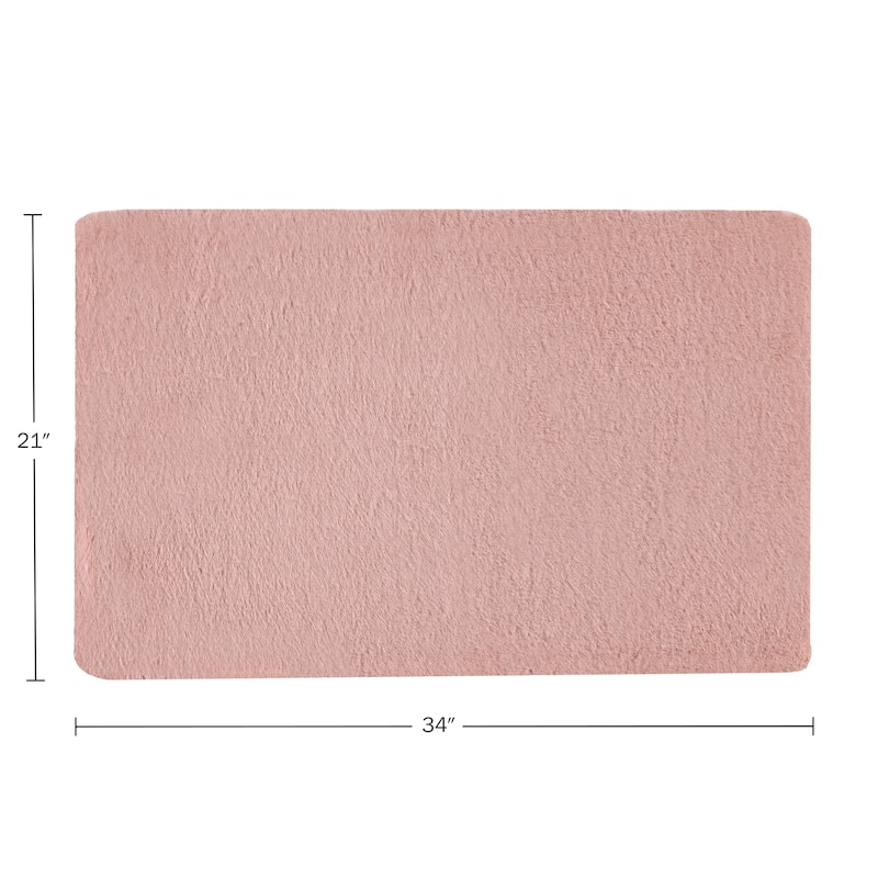 Fake Fur Bath Mat - 21x34-Inch Machine Washable Nonslip Small Rug for Bathroom, Hallway, or Kitchen by Home-Complete