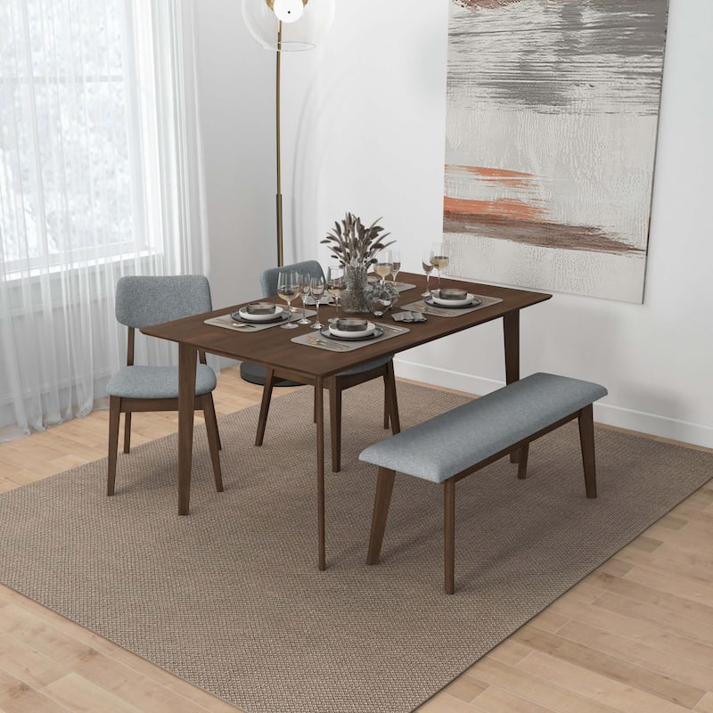 GDFStudio - Carlos Modern Fabric Upholstered Solid Wood Bench - 47.24"W