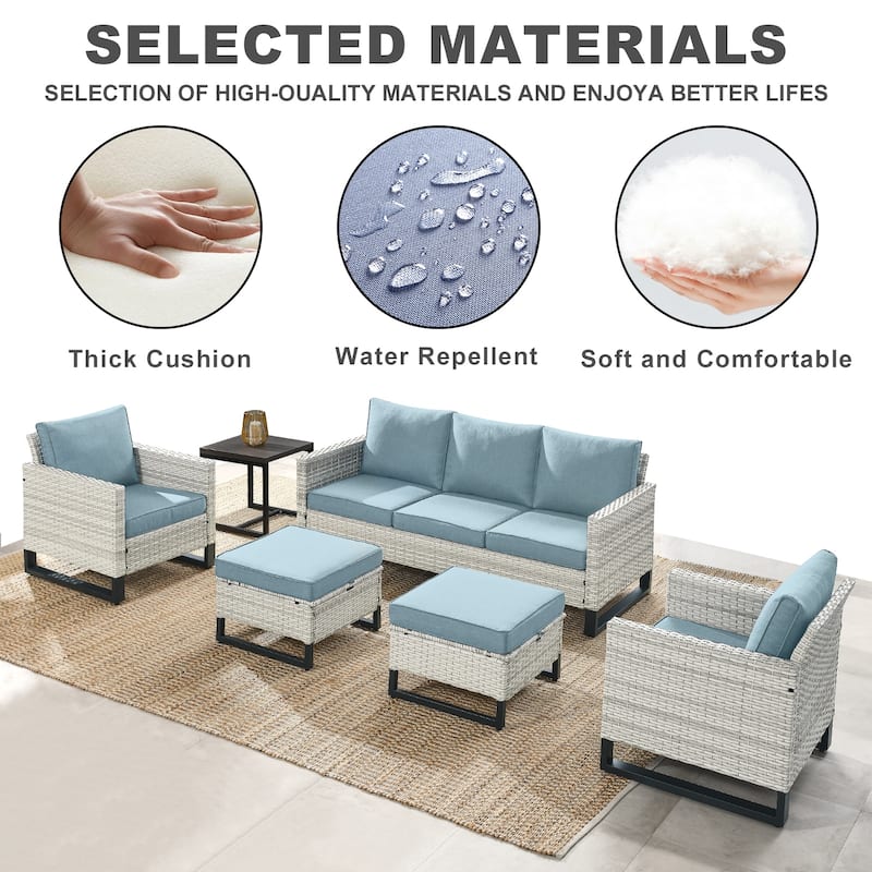 6 Piece 3-Seat Sofa Chair Table Set