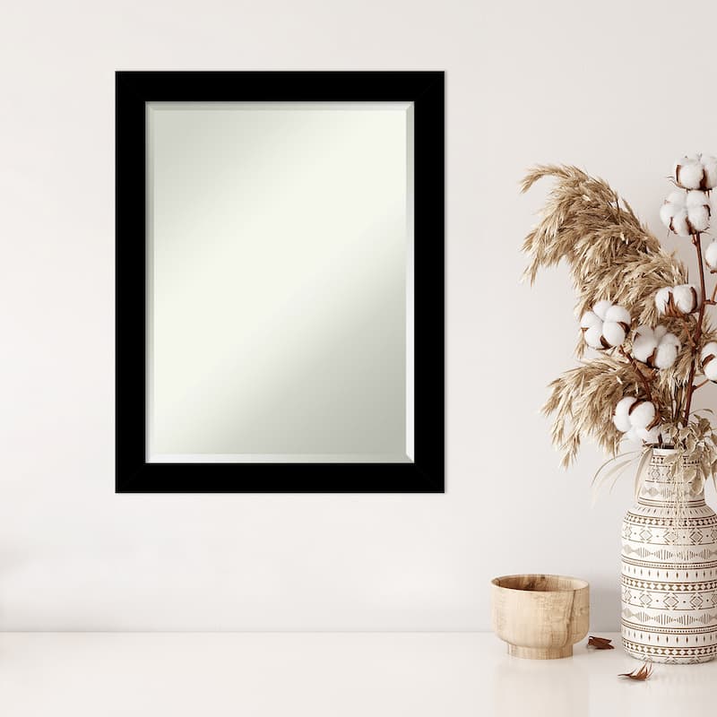 Basic Narrow Beveled Wood Framed Wall Mirror