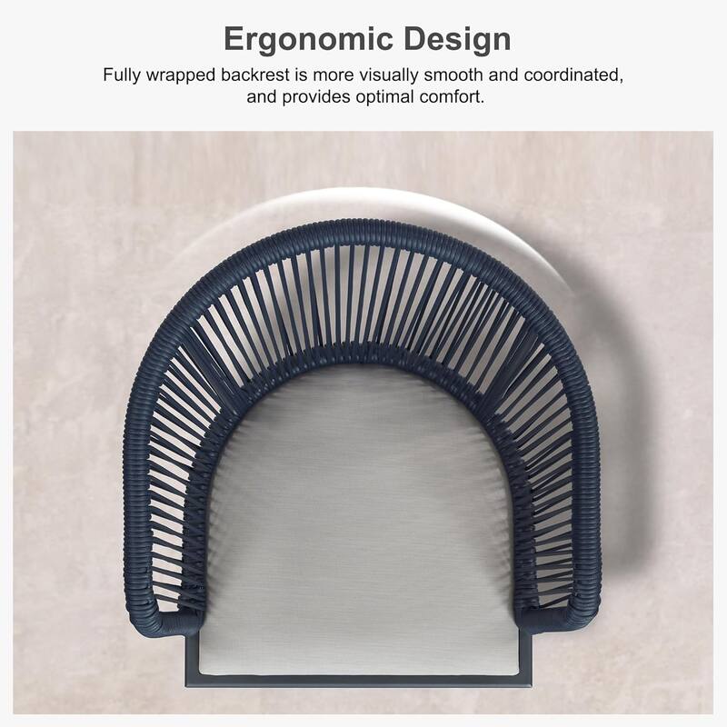 PURPLE LEAF Outdoor Bar Stools Chair Set of 2, All Weather Rattan and Aluminum Patio Bar Stool with Cushion