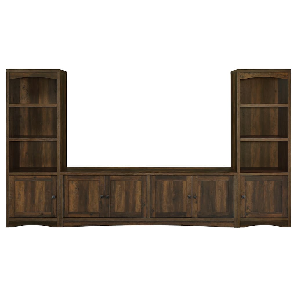 Donna 3pc TV Stand Cabinet Wall Unit, 2 Media Tower, Brown 78" Inch