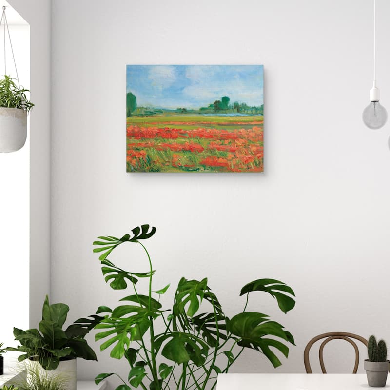 Living Coral Poppy Field by Alexi Fine Canvas Art Print