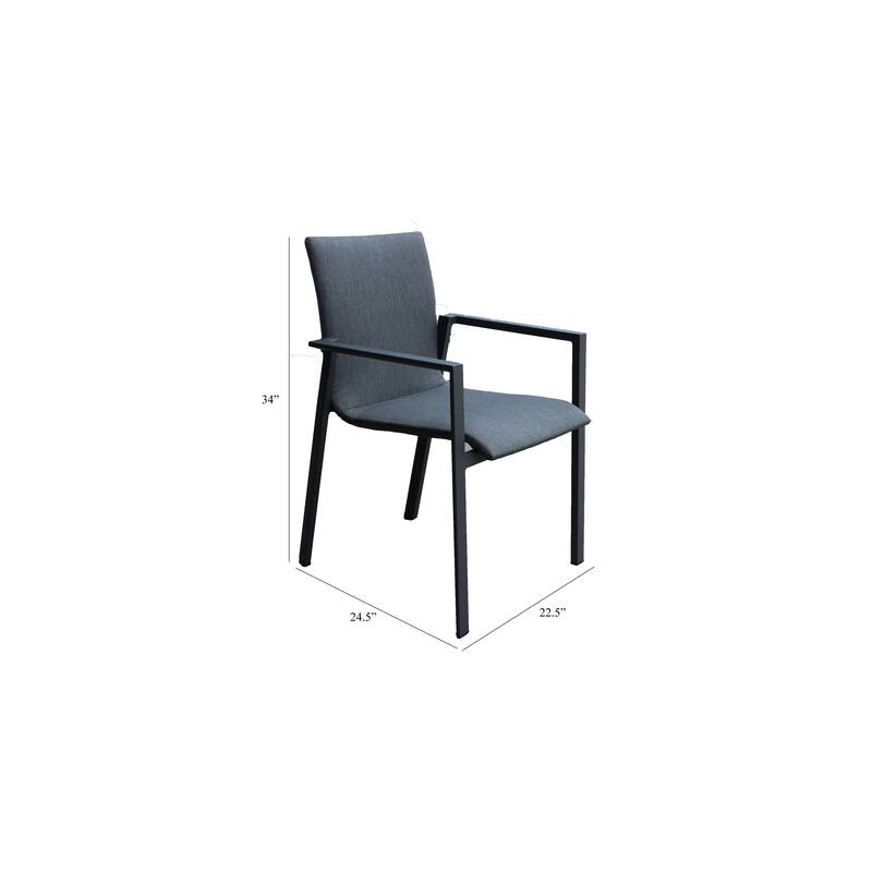 Tropea Dark Grey 11-Piece Aluminum Outdoor Dining Set with Sling Set in Midnight Grey - N/A