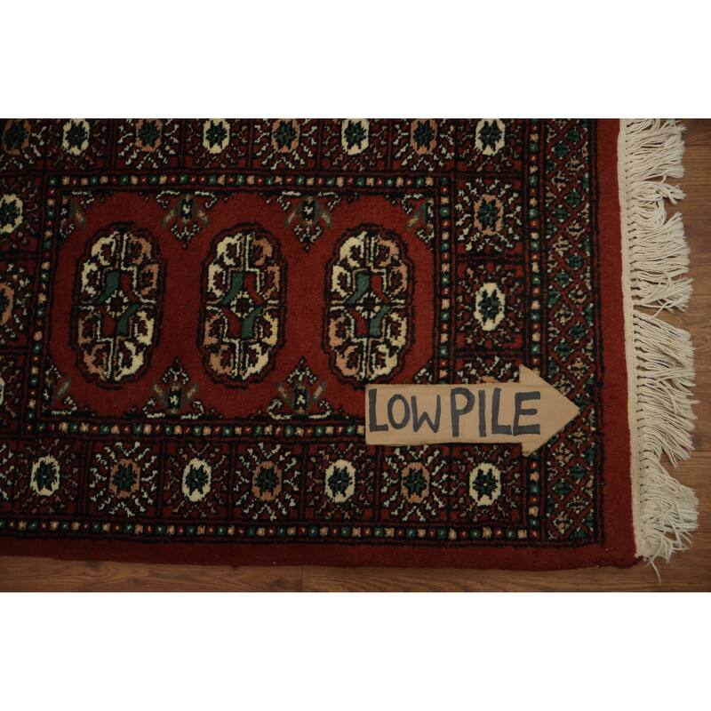 Hand Knotted Oriental 100% Wool Carpet Traditional Geometric Red Balouch Area Rug - 2' 10'' X 1' 11''