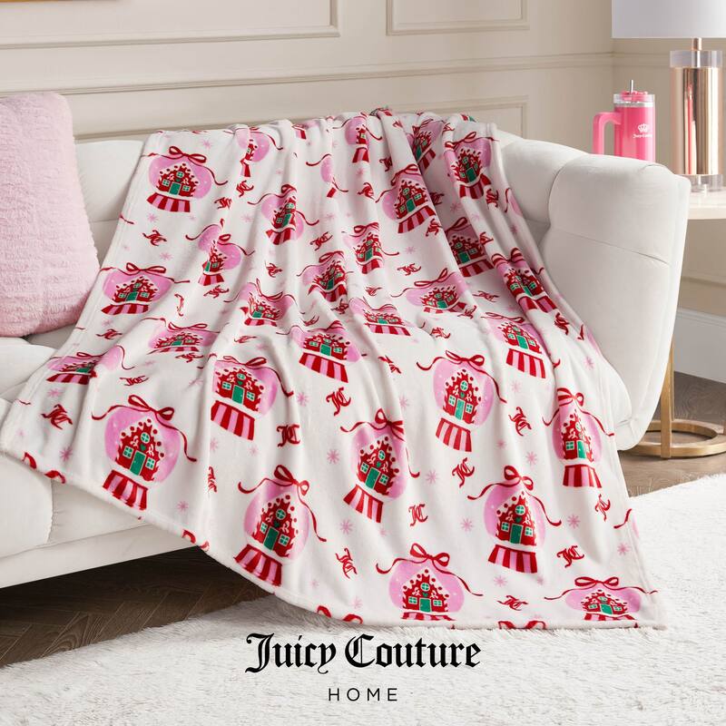 Juicy Couture Holiday Plush Throw Blankets