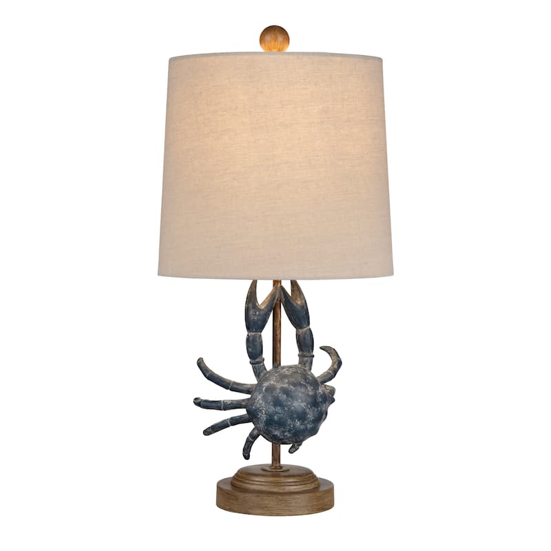 20.25"H Brown Resin Crab Table Lamp with Shade - 10" x 10" x 20.25"