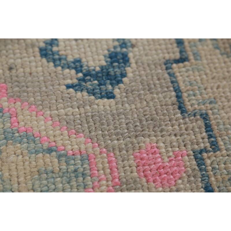Hand Knotted Oriental 100% Wool Carpet Transitional Geometric Greys & Charcoal Oushak Runner Rug - 10' 0'' X 3' 3''