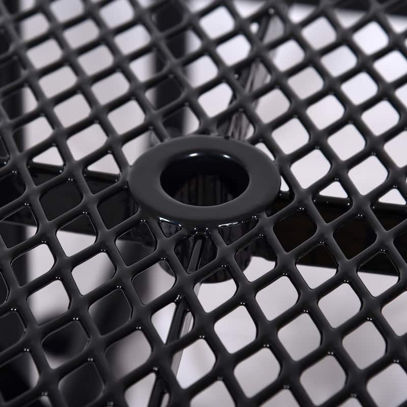 46" Heavy Duty Square Steel Picnic Table, Black with Umbrella Hole