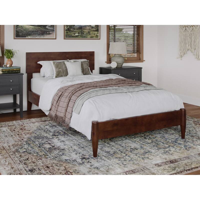 Aria Solid Wood Modern Low Profile Platform Bed - Walnut - Twin XL