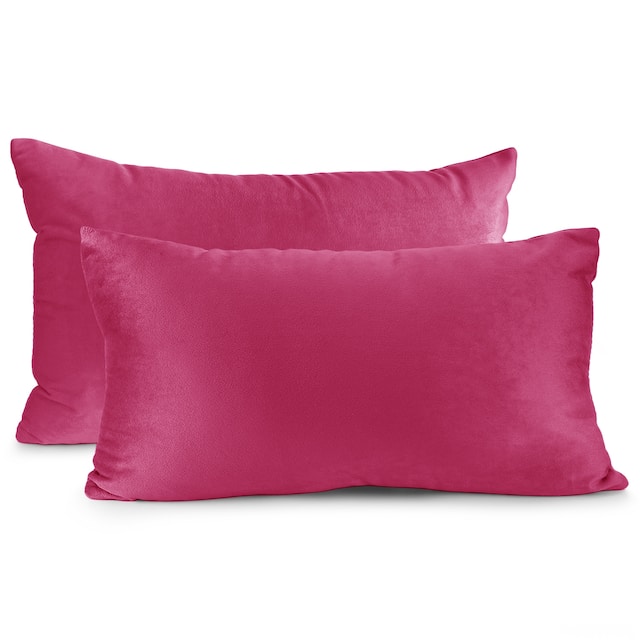Porch & Den Cosner Microfiber Velvet Throw Pillow Covers (Set of 2) - 12" x 20" - Hot Pink