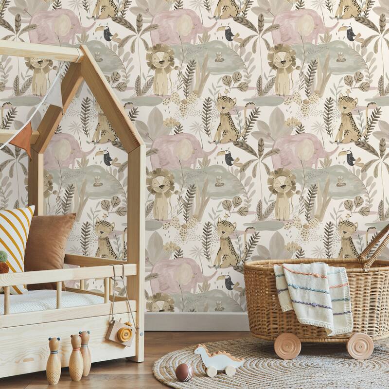 Advantage In The Jungle Pink Animal Friends Wallpaper