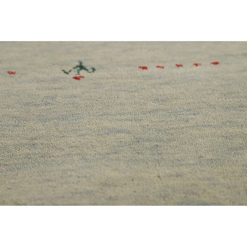 Hand Knotted Oriental 100% Wool Carpet Tribal Tribal Beige & Ivories Gabbeh Area Rug - 4' 11'' X 2' 10''