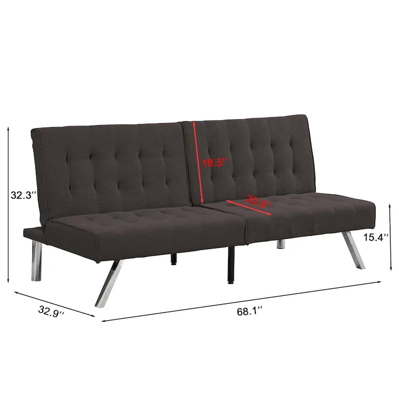 Modern Sofa Bed with Wooden Frame and Stainless Steel Legs, Adjustable Backrest for Home Lounge Area and Office