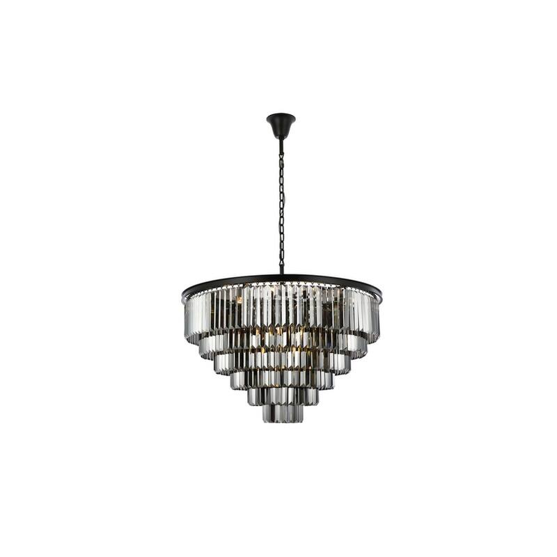 Royce Edge 33-Light Matte Black Chandelier - matte black (royal cut silver shade crystals)