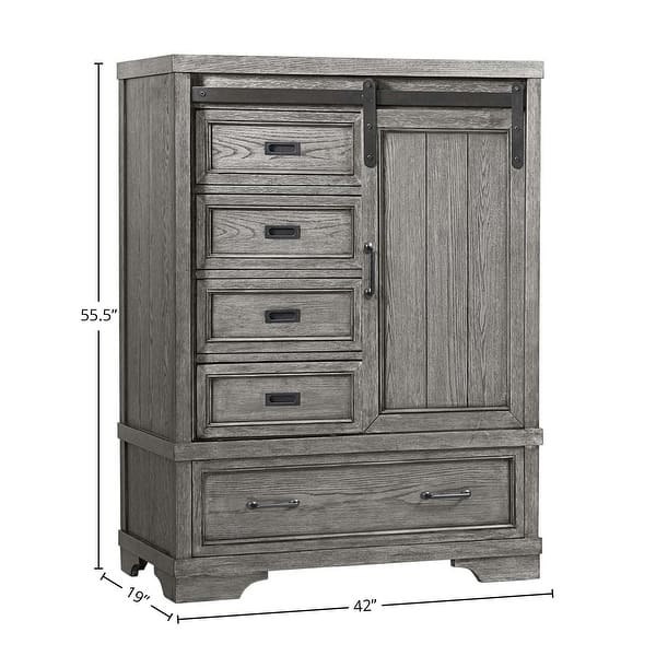 dimension image slide 1 of 2, Foundry Wood Chifferobe