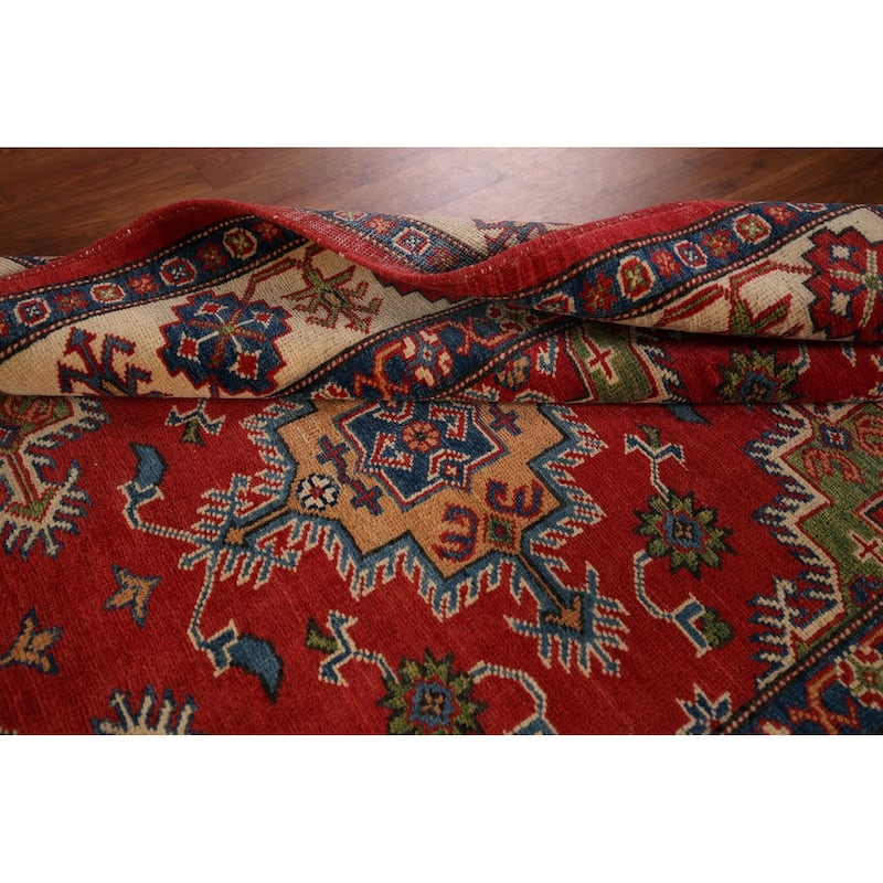 Oriental Kazak Area Rug Handmade Wool Carpet - 4'0" x 5'10"