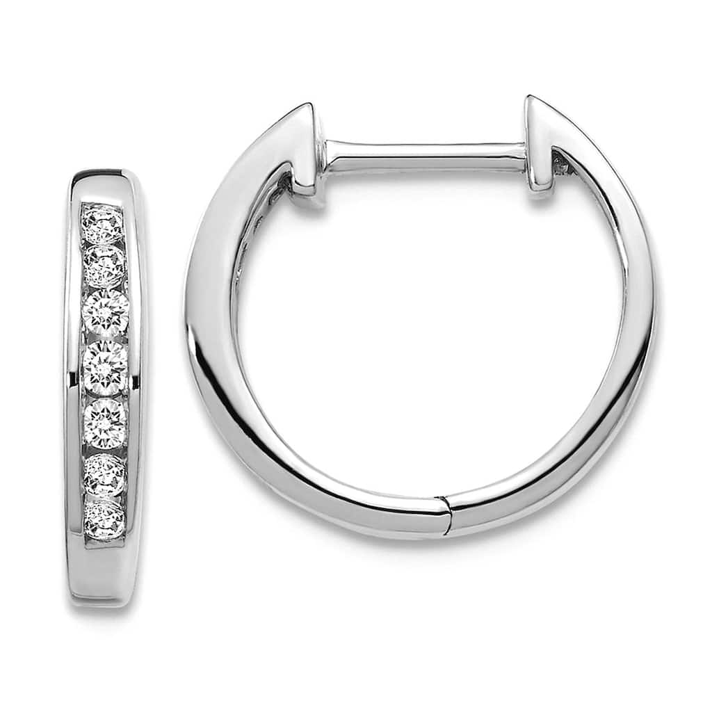 Curata 10K Yellow, White or Rose Gold 1/5 ct Genuine Diamond Hinged Hoops