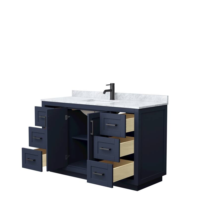 Miranda Single Vanity Set, White Carrara Marble Top, No Mirror