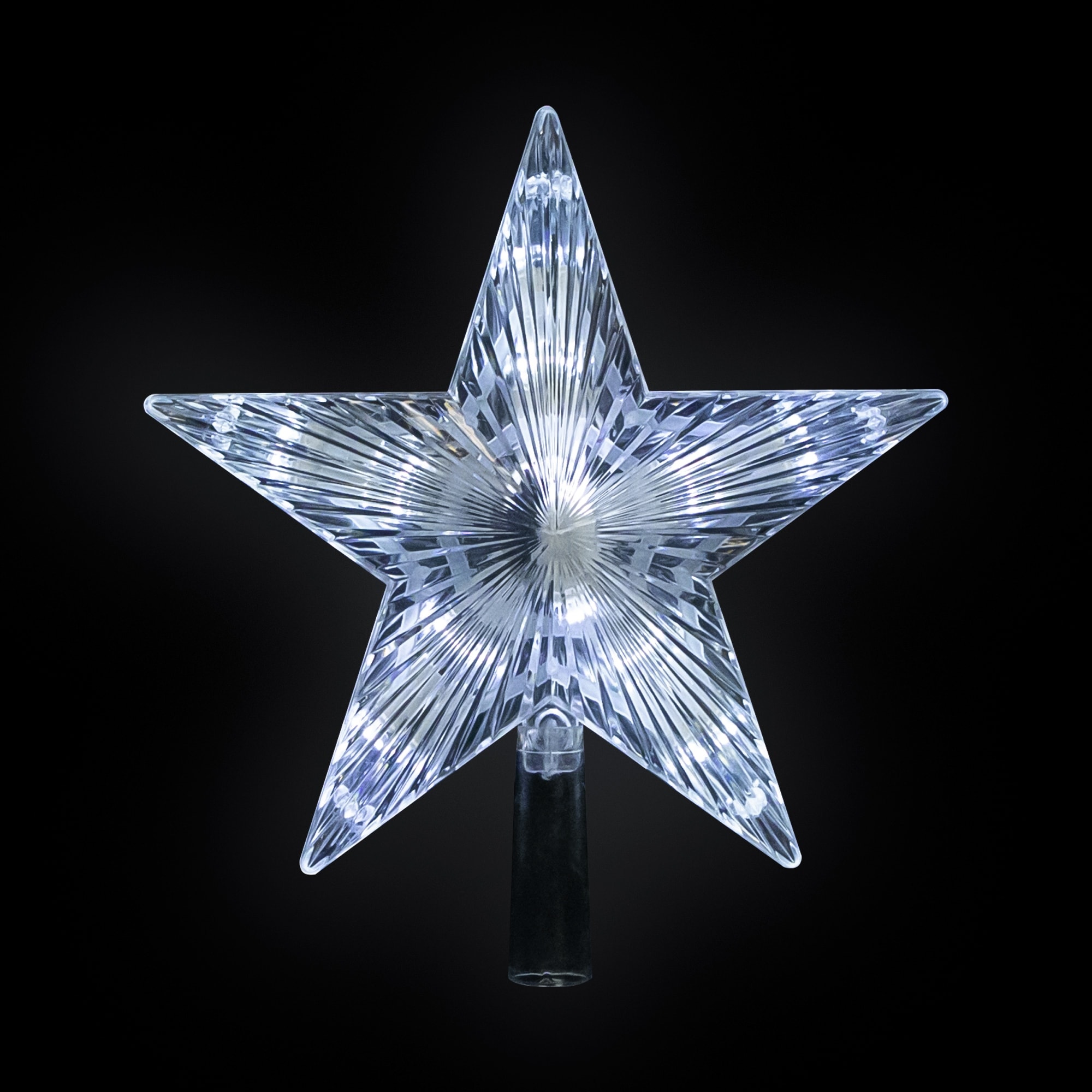 8.5" LED Clear 5 Point Star Christmas Tree Topper, White Lights