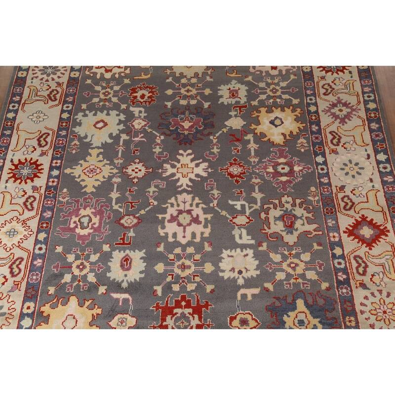 All-Over Grey Oushak Oriental Area Rug Handmade Wool Carpet - 8'11"x 11'10"